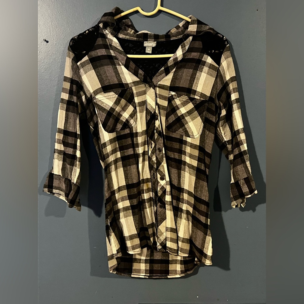 Vanity Black and White Plaid Button-Down Shirt